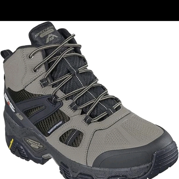 Skechers Men's Terrabite Trekker Outdoor Natural/Black Hi Top Shoes - Picture 3 of 9